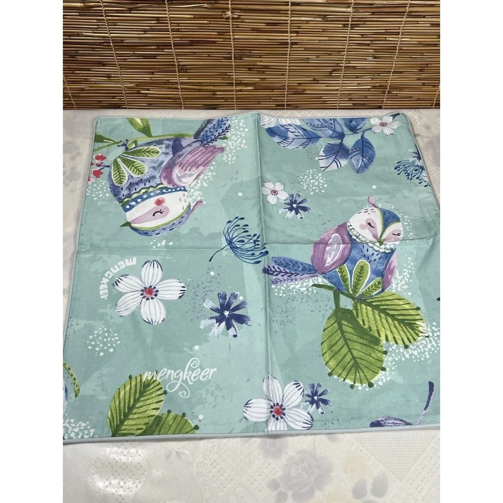 Bird Floral Throw Pillow Case 18x18 Colorful Flowers Decoration Pillow Cover